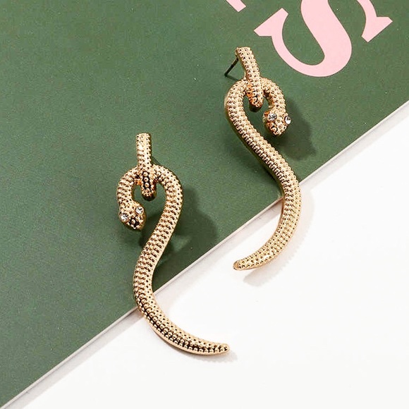 GlitzBlitz Boutique Jewelry - 2/$20! Gold Serpent Drop Stud Earrings